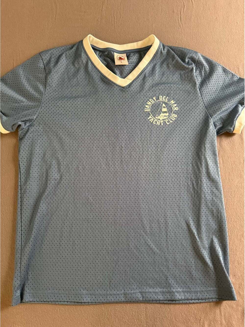 Dandy Del Mar Yacht Club Mesh Ringer Tee Blue White Size L